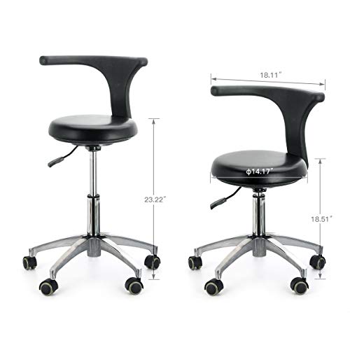 AZDENT Ergonomic Medical Doctor Stool Dentist Swivel Rolling Chair with Back Foot Rest Adjustable Dentist Stool Dental Clinic Spa Massage Salon