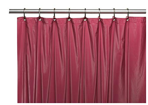 Venice Elegant Home Heavy Duty Vinyl Shower Curtain Liner with 12 Metal Grommets Burgundy