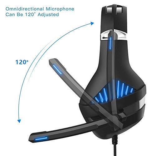 Gaming Headset,Proslife Game Headset with LED Lighting 3.5mm Surround Sound Noise Cancelling Microphone for Laptop, Desktop, MAC, Xbox, PS4, Phone Tablet