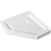 Fine Fixtures Neo Angle Corner Acrylic Shower Base - Non-Slip Textured Surface Shower Floor Pan 42" x 42" in White