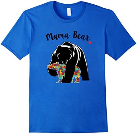Men's Autism Awareness Mama Bear T-Shirt Large Royal Blue