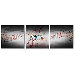 3 Panel Canvas Wall Art Music Note Pictures Home Wall Decorations for Bedroom Living Room Paintings Canvas Prints Framed - 12"x12"x3 Panels