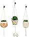 Macrame Plant Hangers Hanging Planter - 3 Pack Indoor or Outdoor Cotton Rope Hanging Plant Holder for Flower Pots - Modern Boho Home Decor, 3 Legs 42 Inch
