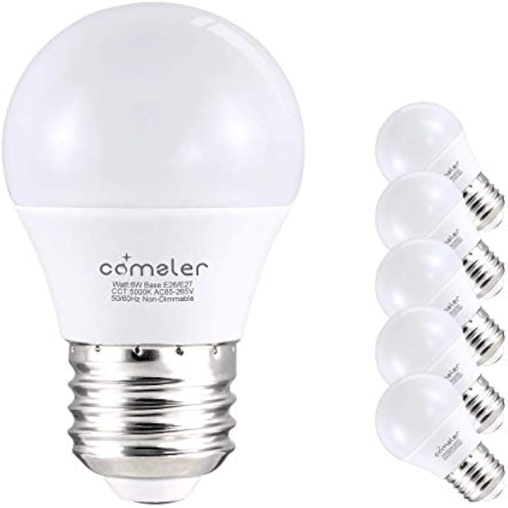 6W A15 LED Bulbs Daylight 60 Watt Equivalent, E26 Medium Screw Base