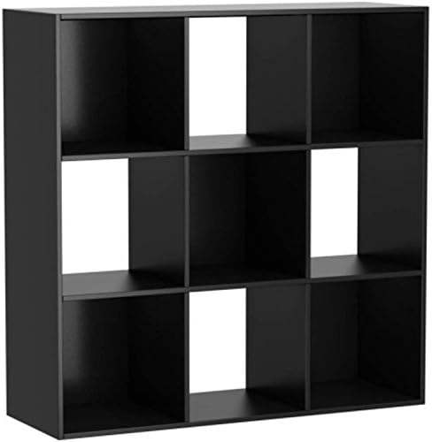 9-Compartment Storage Cube Black Drawers Organizer