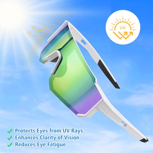 Hahorpa 3 Piezas Gafas Ciclismo Hombre y Mujer, Gafas Deportivas Protección UV400, Gafa Running Polarizadas, Gafa Anti Viento para Bicicleta, Running, MTB (3 Colores)