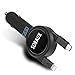 Car Charger, SIQIWO Quick Charge 3.1A/15W with 2.3 ft Dual Retractable Cable and USB Port, Compatible with iPhone Xs Max XR X 8 7,Samsung Galaxy S9 S8 Note 8 LG V30 Moto Z2 Google Pixel 2 XL and More