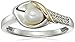 Amazon Collection Sterling Silver and 14k Yellow Gold Freshwater Cultured Pearl and Diamond Calla Lilly Ring, Size 7