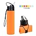 Collapsible Water Bottle, YUANFENG 20oz BPA-Free Leak-Proof Lightweight Silicone Sports Travel Camping Water Bottles (Orange)