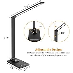 LED Desk Lamp with 10W Wireless Charger and USB