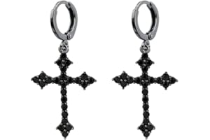 DTJA Fashion CZ Cross Dangle Earrings for Women Hypoallergenic Crystal Charms Drop Dangling Huggie Small Hoop Cartilage Cuff Dainty Punk Faith Jewelry Gifts for Prayer