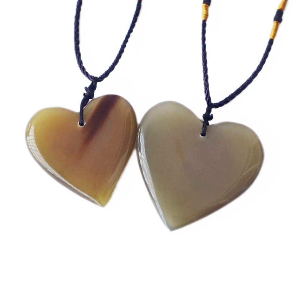 Medifier Yak Horn Love Heart Necklace for Couples Girlfriend Boyfriend Women Necklace Love Pendant with Rope Sweater Chain Boutique Jewellery Pack of 2