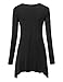 Lock and Love WT953 Womens Round Neck Long Sleeve Rib Trapeze Tunic Top XL Black