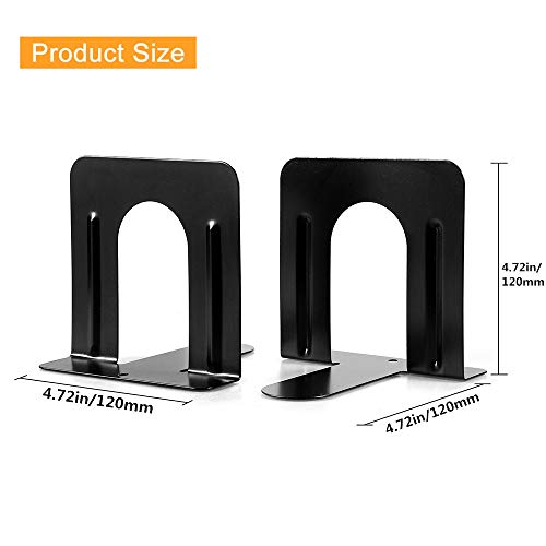 Metal Bookend, Nonskid Heavy Duty Book Ends for Shelves Office, Book Stopper for Books, DVD, Video Games, Magazine,Black 4.72 x 4.72 x 4.72inch, 5Pair/10Piece - Thumbnail 3