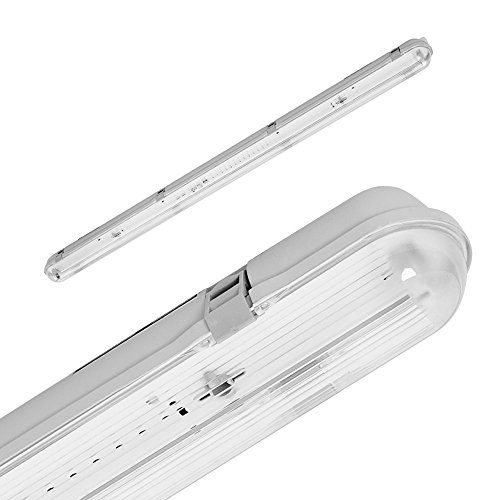 PureLed SET LED Feuchtraumleuchte Wannenleuchte IP65 mit 1X T8 LED 18W 3000K warmweiß G13 120cm Bürolampe