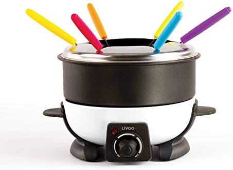 LIVOO DOC106 Appareil Personnes | Capacité 1,6 L | 6 Fourchettes à Fondue incluses | Thermostat Réglable | 500 Watts, Noir - Cuisine A Vivre LIVOO DOC106 Appareil Personnes | Capacité 1,6 L | 6 Fourchettes à Fondue incluses | Thermostat Réglable | 500 Watts, Noir