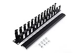 All Metal - 1U 19 Inch Server Rack Wire Management System - Rack Mount Horizontal Cable management with mounting screws 12 large slot Cable Manager Finger Duct with Cover (Server cable management)