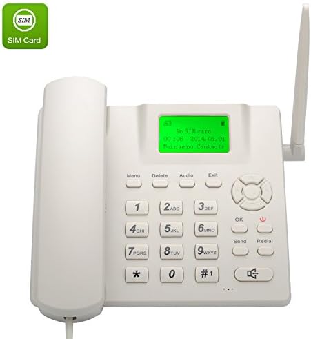 BW Wireless Quad Band GSM Desk Phone - 2.4 Inch LCD Screen, Rechargeable Battery, Caller ID, Redial, Hands Free Functions - White