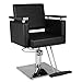 SUNCOO Barber Chair Hair Classic Style Salon Chair,360 Degree Hydraulic Rotatable Beauty SPA Tattoo Hair Stylist Barber Equipement with Wood Armrest,Pedal,Chrome Square Chassis, Adjustable Height