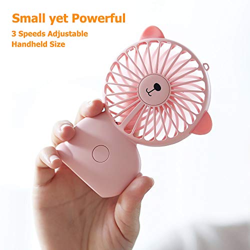 FULLOSUN Portable Handheld Fan, Mini Desktop Personal Fan with USB Rechargeable Battery Operated Built-in Color Light, Summer Accessory for Office Household Outdoor Sport Traveling Camping