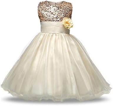 xiyan Kids Sparkly Sequin Flower Dresses Wedding Gowns Dress Tull Sleeveless Party Ball Gown for Girls Skirt