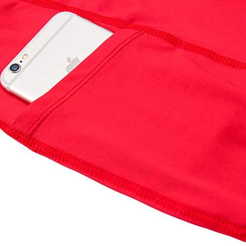 Lavento Men's Compression Baselayer Leggings Moisture-Wicking Pocket Active Tights (3 Pack-3911 Black/Gray/Red,Medium)