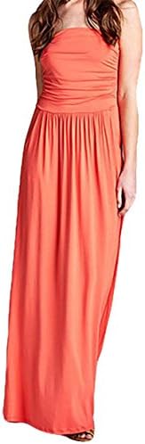 Poppy Smooches Strapless Empire Waist Maxi Dress with Pockets and Ruched Bodice