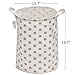 Sea Team 19.7 Inches Large Sized Waterproof Coating Ramie Cotton Fabric Folding Laundry Hamper Bucket Cylindric Burlap Canvas Storage Basket with Stylish Polka Dot Design (19.7