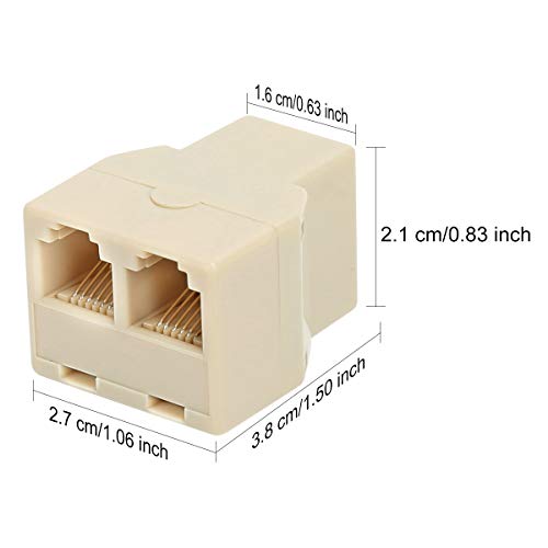 image for RJ12 6P6C 1 Female to 2 Female Telephone Line Splitters, Uvital Teleph