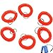 Bluecell Pack of 6 Plastic Wrist Coil Wrist band Key Ring chain for Outdoor Sport (Red)