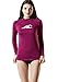TSLA Women's UPF 50+Swim Shirt Rashguard Long Sleeve FSR Series, Coastal Tide Print(fsr24) - Plum, Medium.