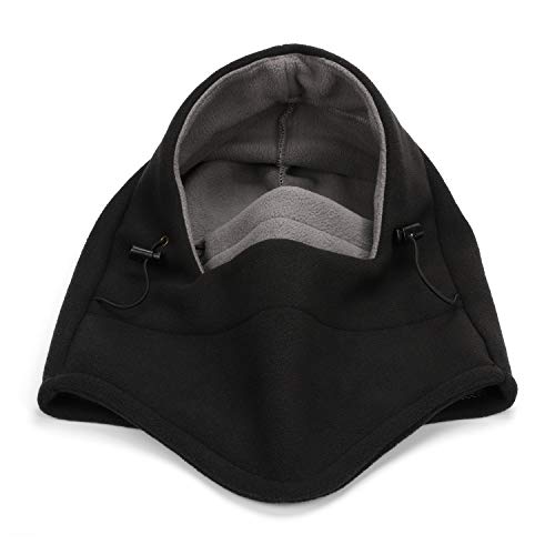 Miracu Heavyweight Balaclava Windproof Ski Face Mask, Women and Men Soft Fleece Winter Hat/Hood for Outdoor Sports,One Size,Black & Gray - Thumbnail 2