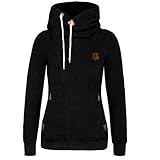 Daysoft Women Full Zip Up Fleece Hoodie, Fashion Sweater /Sweatshirt Jacket (L, black)