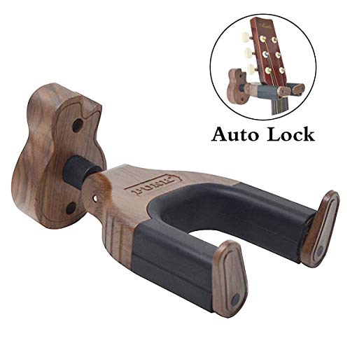 Easife Guitar Wall Mount Guitar Hanger Bracket Holder for Bass Ukulele Acoustic&Electric Guitars Stand String Instrument Accessories for Home/Studio Wall-Black Walnut Hardwood
