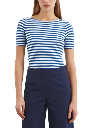 Marc OߴPolo Donna T-shirt in cotone bio a righe, Multicolore (Multi/Shiny Blue), M