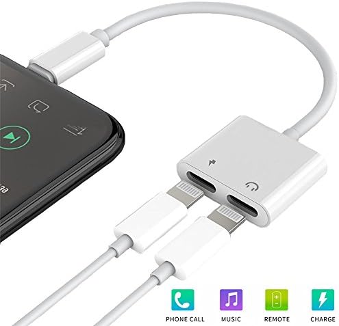 Masfee iPhone X/8/7 Lightning Adapter, Dual Lightning Headphone and Charge Adapter Splitter with Music Control and Phone Call for iPhone X/8/8Plus/7/7Plus