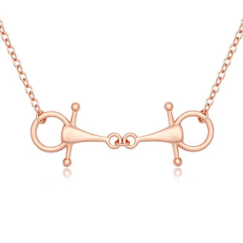 MANZHEN Snaffle Bit Necklace for Horse Lover Equestrian Jewelry (rose gold)