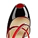 Onlymaker Women's Fashion High Heel Peep Toe Platform Stiletto Summer Ankle Cross Strap Buckle Snap Dress Party Sandals Black And Red US5