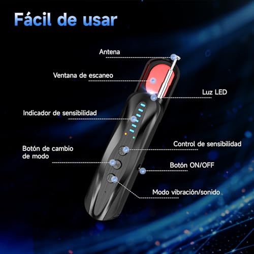 sunvito Hidden Camera Detector, 5 in 1 Anti-Spy RF Signal Scanner and GPS Tracker Detector, Portable Hidden Device Detector for Travel.