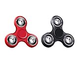 Fidget Hand Spinners [2 PACK] - Best Spinner for Anxiety, Stress, Boredom Relief - Prime Quality - Perfect for Kids, Fidgeters, Cube and Gift Giving (Black & Red)