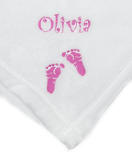 PERSONALIZED Monogrammed Embroidered BABY FEET Tahoe Fleece Blanket~ Make it Special! (White)