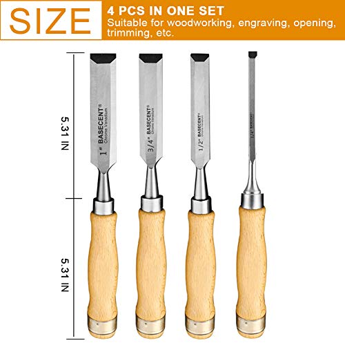 Wood Chisel Sets, Basecent CrV Professional Wood Chisels For Carpentry, Woodworking Wood