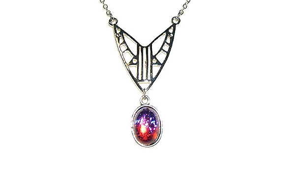 CZECH GLASS MEXICAN FIRE OPAL NECKLACE 