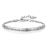Annamate Inspirational Jewelry Gifts Engraved Message She Believed she Could so she did Women Quote Bracelets, Christmas Day, Thanksgiving Day Birthday