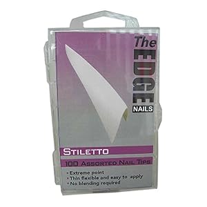 Image of The Edge Stiletto White Competition Nail Tip - Pack of 100