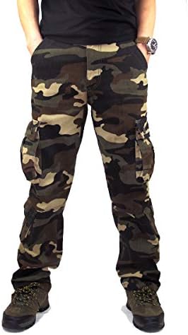 StunnerMen's Outdoor Casual Loose Multi Pocket Cargo Pants Solid Military Athletic-Fit Trousers by Summer