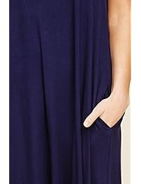 Maxi vestido de manga corta con bolsillos para dama