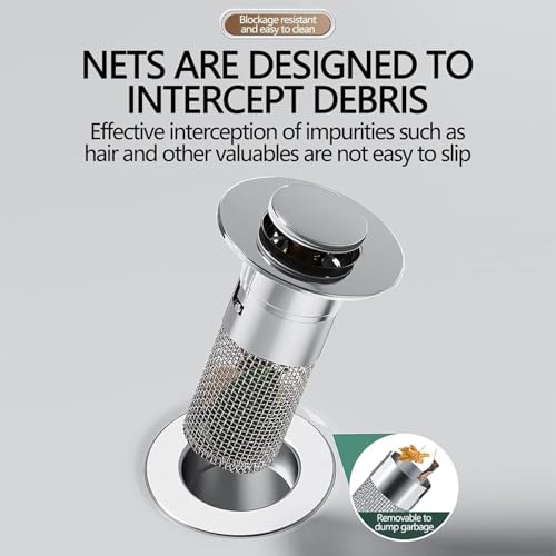 Upgraded Kitchen Sink Plug Strainer, Shower Drain Hair Catchers, Stainless Steel Sink Filter,Bathroom Sink Stopper, Hair Catcher, For Kitchen Sink,Bathroom,Bathtub,Wash Basin,External Diameter 6cm (A)