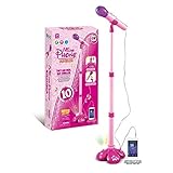 Dimandar Kids Musical Stand Microphone Toy Educational Music Toys with Colorful Light for Boys Girls 1PC
