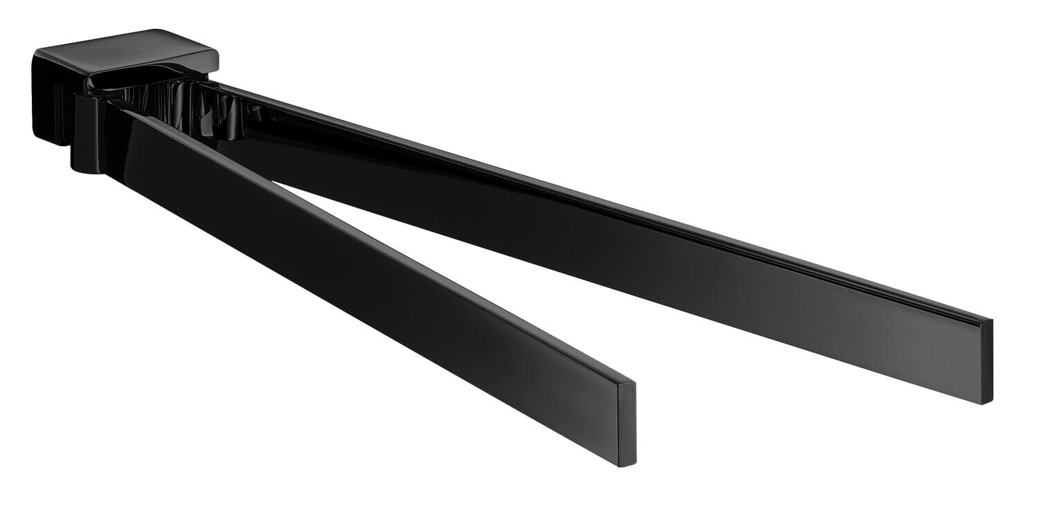 EMCO Loft Two-Arm Swivel Aluminium Matte Black Towel Rail for Two Towels